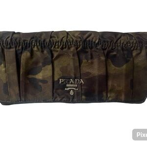 Customized Prada Olive and Brown Camouflage Clutch/Wallet